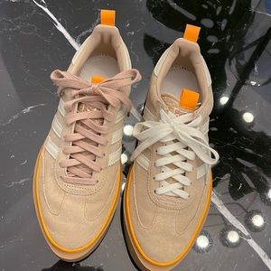 Adidas sneakers, beige suede orange details